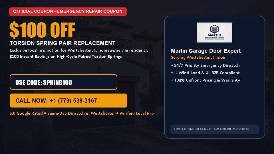Martin Garage Door Expert $100 OFF Dual Torsion Spring Replacement